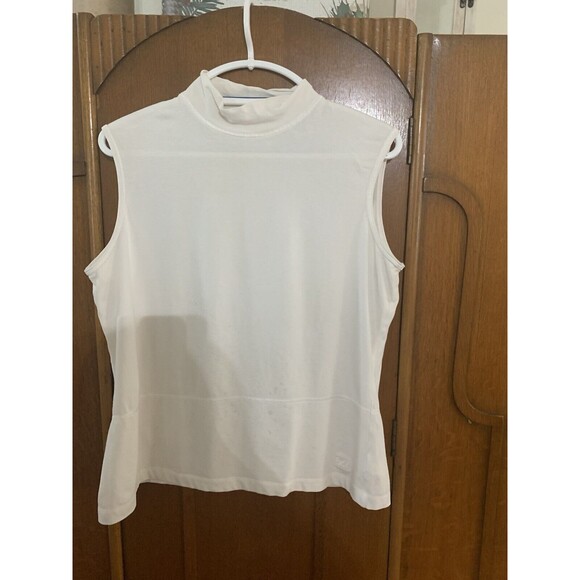 Cutter and Buck   Women’s Beige Turtleneck Sleeveless Blouse. Size Large.  B37 - Picture 1 of 6